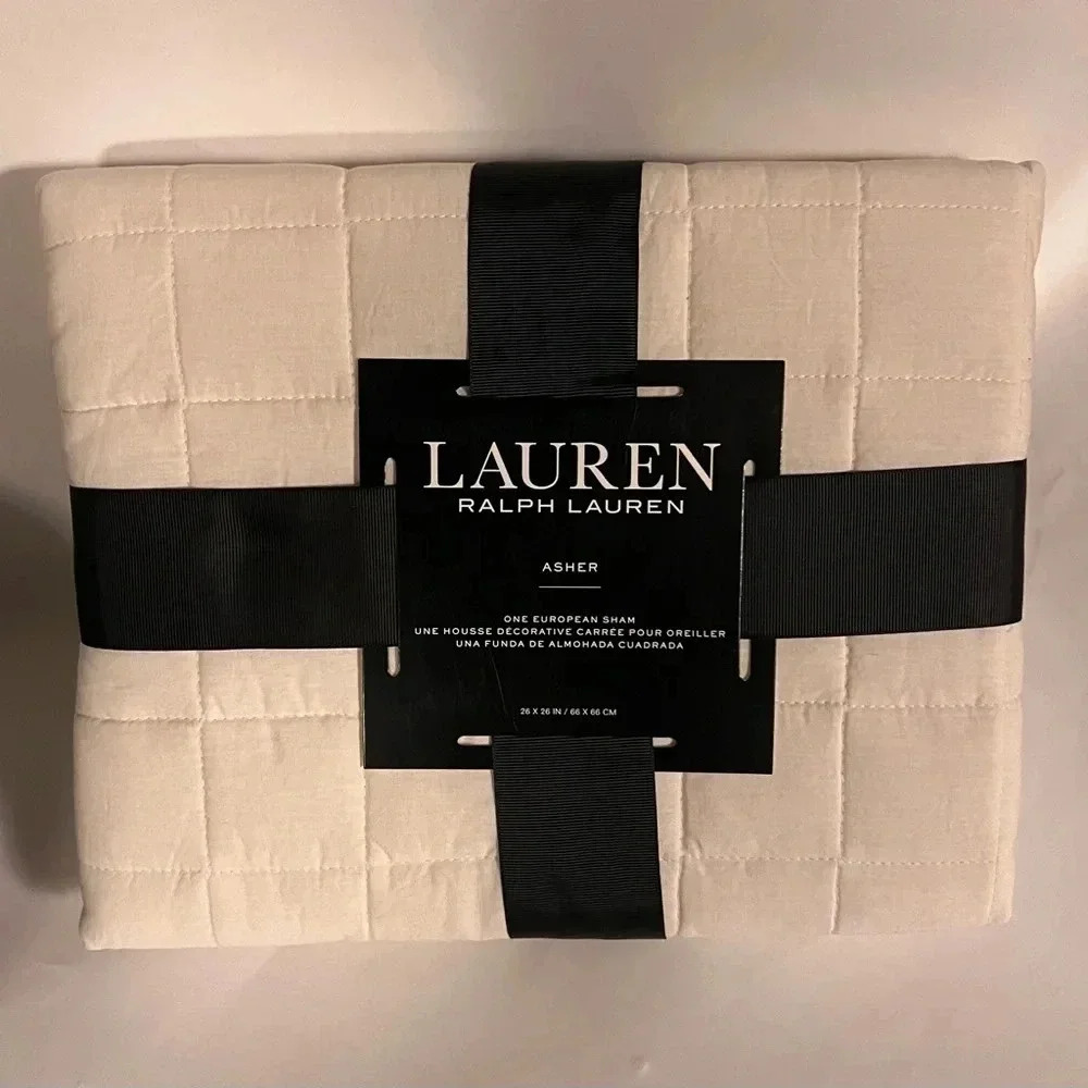 NEW Ralph Lauren Asher Quilted Euro Sham Pillowcase  26" x 26" - Ivory